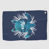 Serviette De Golf Monogramme Aloha Tropical Turtle (Horizontal)