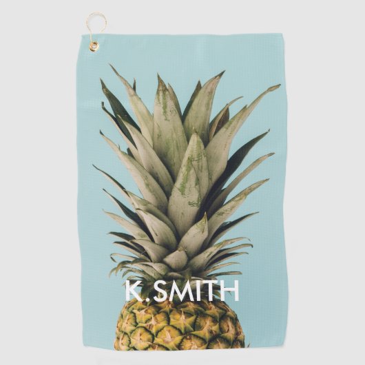 Serviette De Golf Monogramme Ananas tropical moderne (Devant)