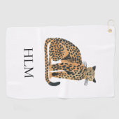 Serviette De Golf Monogramme animal léopard de crème (Horizontal)