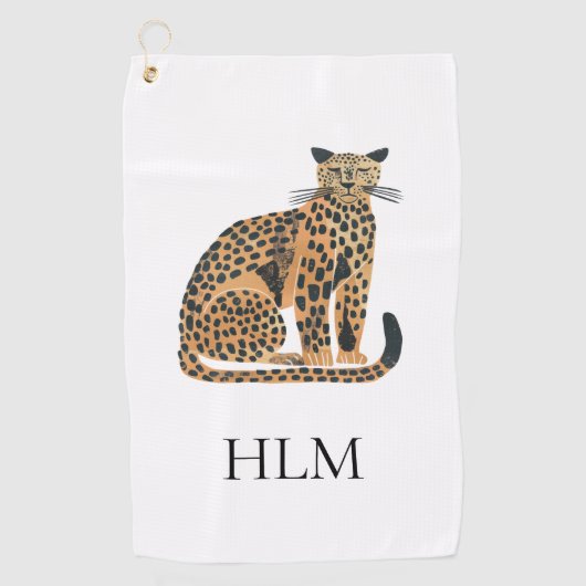 Serviette De Golf Monogramme animal léopard de crème (Devant)
