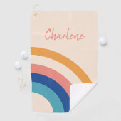 Serviette De Golf Monogramme arc-en-ciel rétro (En situation)
