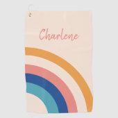 Serviette De Golf Monogramme arc-en-ciel rétro (Devant)