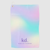 Serviette De Golf Monogramme Arrière - plan Iridescendant coloré (Devant)