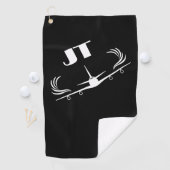 Serviette De Golf Monogramme, Avion volant, Simple, Minimaliste (En situation)
