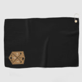 Serviette De Golf Monogramme Black Gold Nom personnalisé (Horizontal)