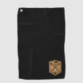 Serviette De Golf Monogramme Black Gold Nom personnalisé (Devant)