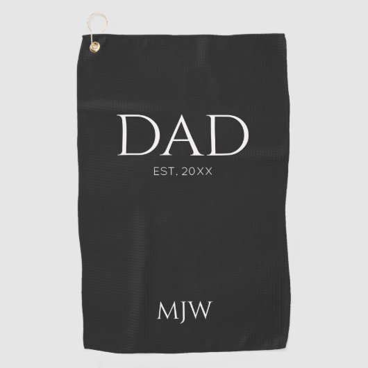 Serviette De Golf Monogramme Black Papa Typographie (Devant)