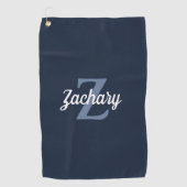 Serviette De Golf Monogramme blanc bleu marine Personnalisé (Devant)