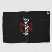 Serviette De Golf Monogramme blanc bordeaux noir personnalisé (Horizontal)