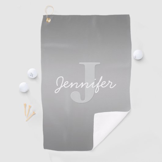Serviette De Golf Monogramme blanc curé et gris | Couleurs modifiabl (En situation)