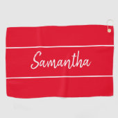 Serviette De Golf Monogramme blanc rouge moderne femmes (Horizontal)