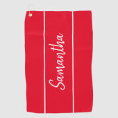 Serviette De Golf Monogramme blanc rouge moderne femmes (Devant)