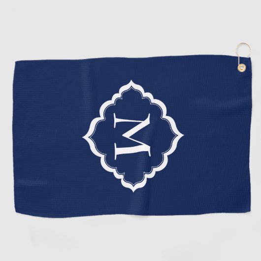 Serviette De Golf Monogramme blanc simple (Horizontal)