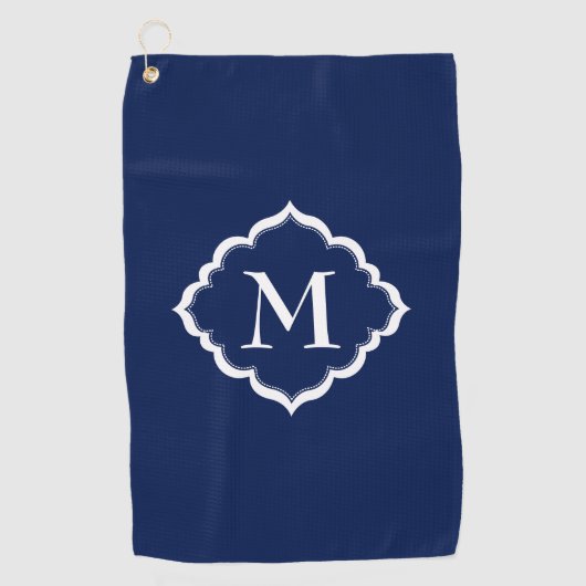 Serviette De Golf Monogramme blanc simple (Devant)
