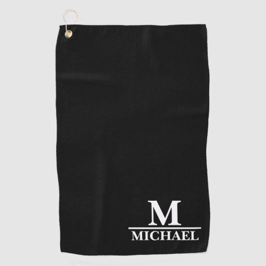 Serviette De Golf Monogramme blanc simple (Devant)