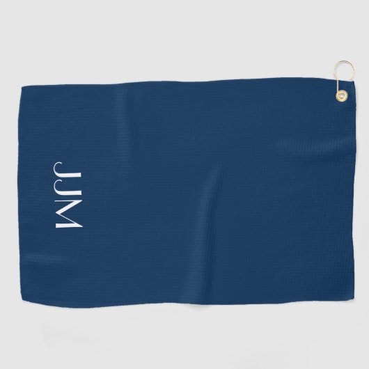 Serviette De Golf Monogramme blanc sur bleu marine (Horizontal)