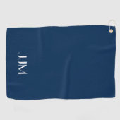 Serviette De Golf Monogramme blanc sur fond bleu marine (Horizontal)