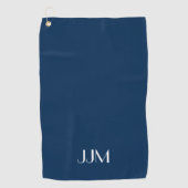 Serviette De Golf Monogramme blanc sur fond bleu marine (Devant)