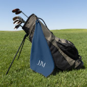 Serviette De Golf Monogramme blanc sur fond bleu marine (Vert)