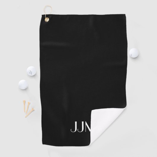Serviette De Golf Monogramme blanc sur fond noir (En situation)