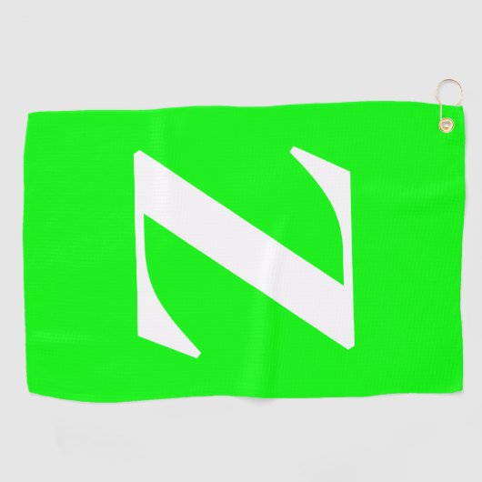 Serviette De Golf Monogramme blanc vert brillant (Horizontal)