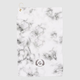 Serviette De Golf Monogramme Blé Laurel sur Marbre blanc