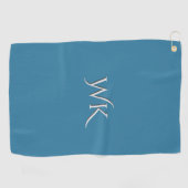 Serviette De Golf Monogramme bleu Astral solide (Horizontal)