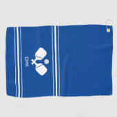 Serviette De Golf Monogramme bleu blanc Pickleball Sweat Towne (Horizontal)