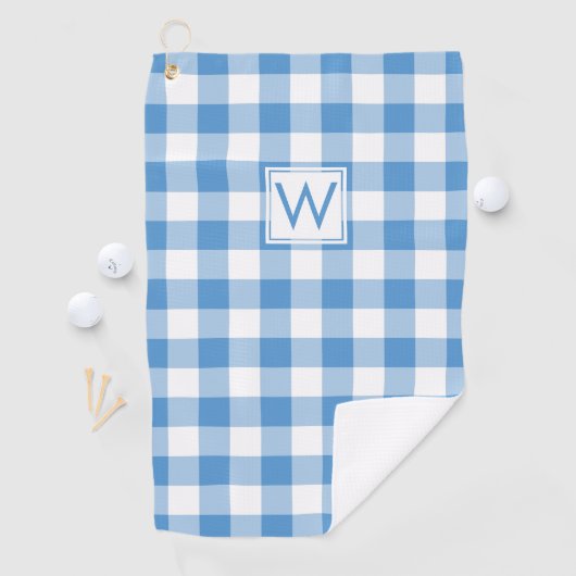 Serviette De Golf Monogramme Bleu clair En vichy Motif plaqué (En situation)