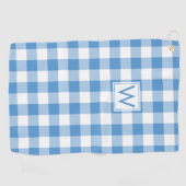 Serviette De Golf Monogramme Bleu clair En vichy Motif plaqué (Horizontal)