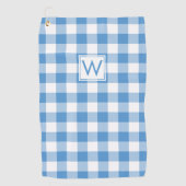 Serviette De Golf Monogramme Bleu clair En vichy Motif plaqué (Devant)