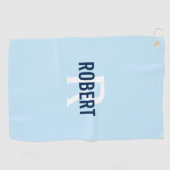 Serviette De Golf Monogramme bleu clair moderne signifie nom serviet (Horizontal)