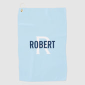Serviette De Golf Monogramme bleu clair moderne signifie nom serviet (Devant)