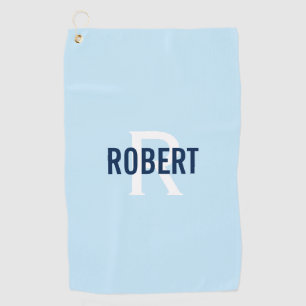 Serviette De Golf Monogramme bleu clair moderne signifie nom serviet