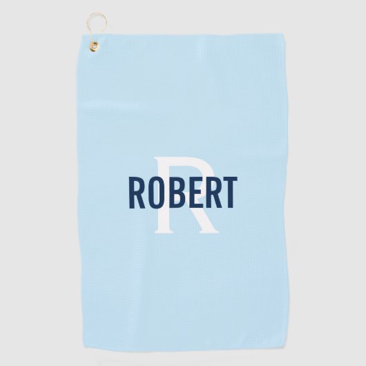 Serviette De Golf Monogramme bleu clair moderne signifie nom serviet (Devant)