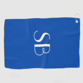 Serviette De Golf Monogramme bleu Cobalt solide (Horizontal)