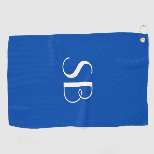 Serviette De Golf Monogramme bleu Cobalt solide (Horizontal)