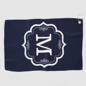 Serviette De Golf Monogramme bleu de marine (Horizontal)
