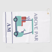 Serviette De Golf Monogramme bleu initial (Horizontal)