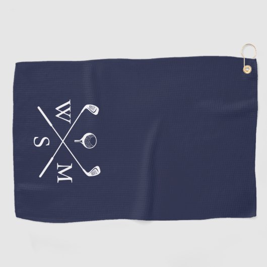 Serviette De Golf Monogramme bleu marine (Horizontal)