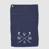 Serviette De Golf Monogramme bleu marine (Devant)