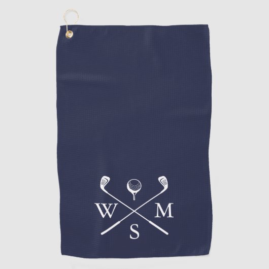 Serviette De Golf Monogramme bleu marine (Devant)