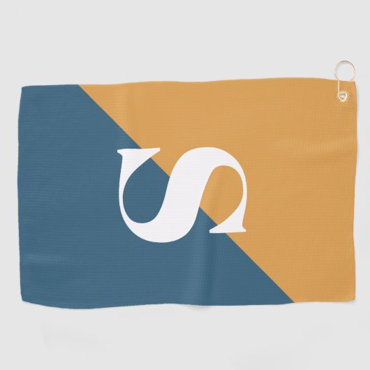 Serviette De Golf Monogramme bleu marine jaune moutarde (Horizontal)