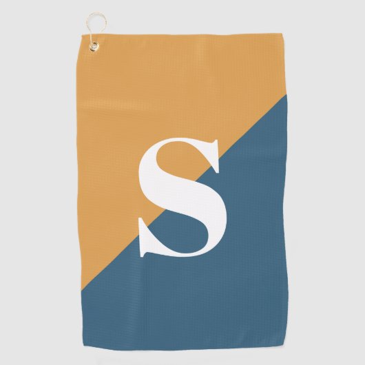 Serviette De Golf Monogramme bleu marine jaune moutarde (Devant)