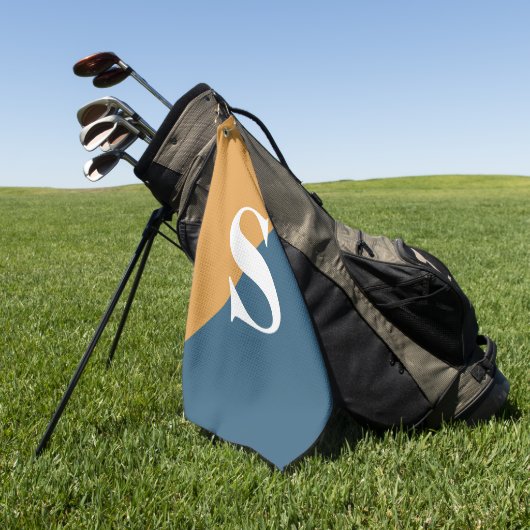 Serviette De Golf Monogramme bleu marine jaune moutarde (Vert)