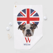 Serviette De Golf MONogramme BRITANNIQUE BULLDOG (En situation)