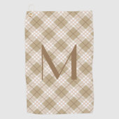 Serviette De Golf Monogramme Brown Tan Beige Tartan Buffalo Plaid (Devant)