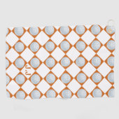 Serviette de golf Monogramme Burnt Orange Blanc Mo (Horizontal)