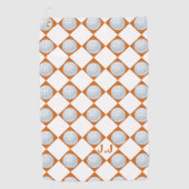 Serviette de golf Monogramme Burnt Orange Blanc Mo (Devant)