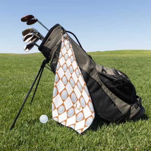 Serviette de golf Monogramme Burnt Orange Blanc Mo